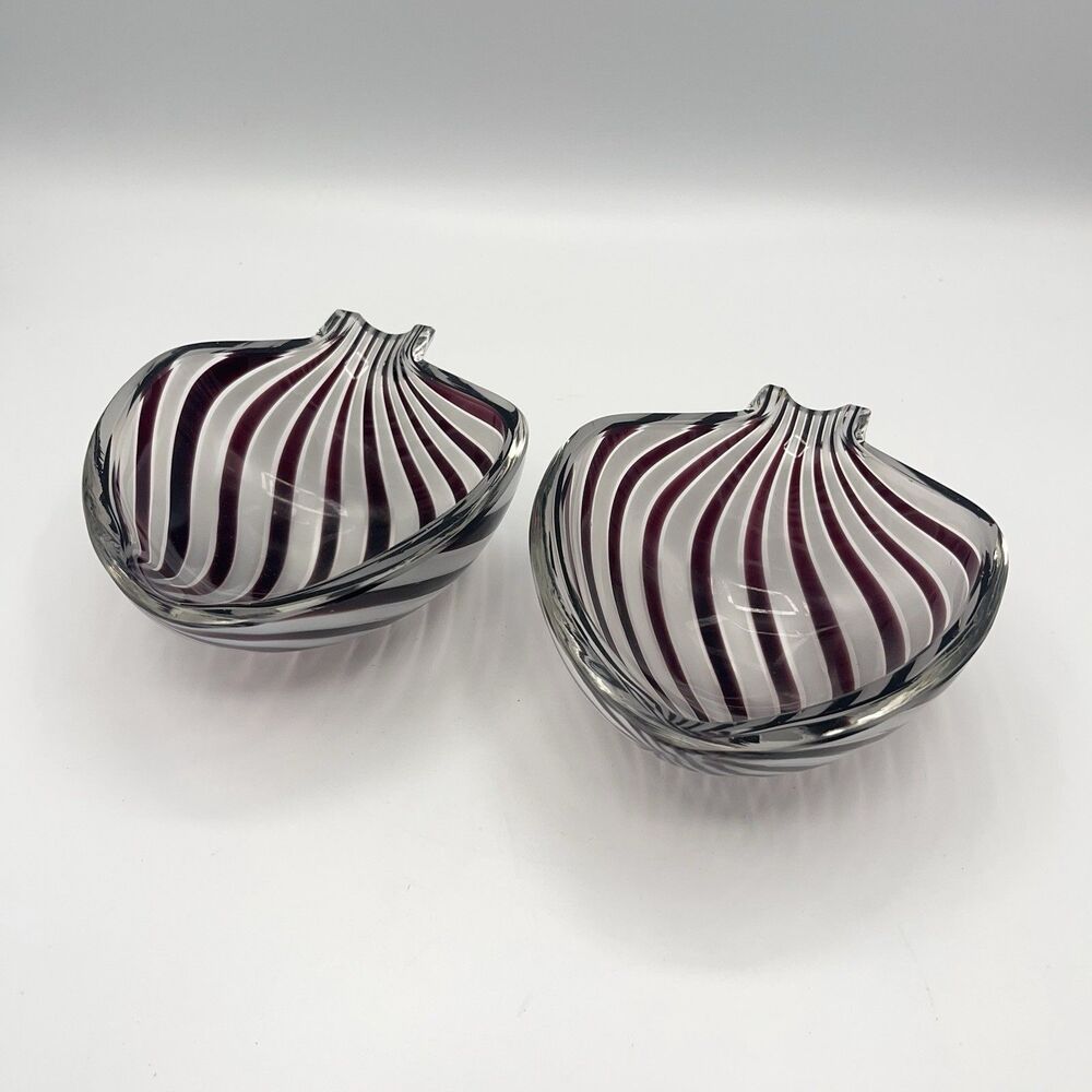 Murano Striped Candy Dish - Set Of 2